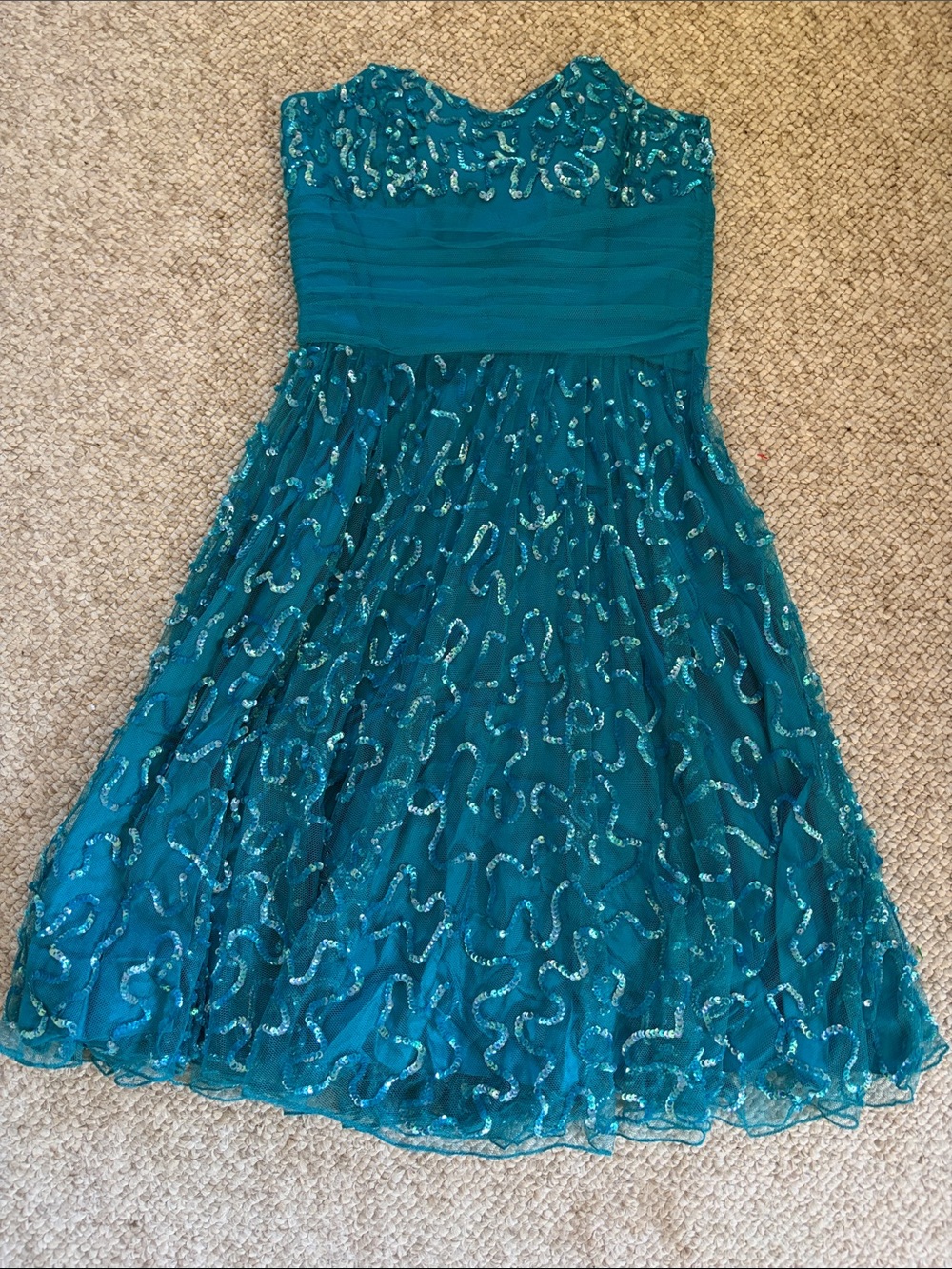 Betsey Johnson Teal Strapless Sequin Party Dress
